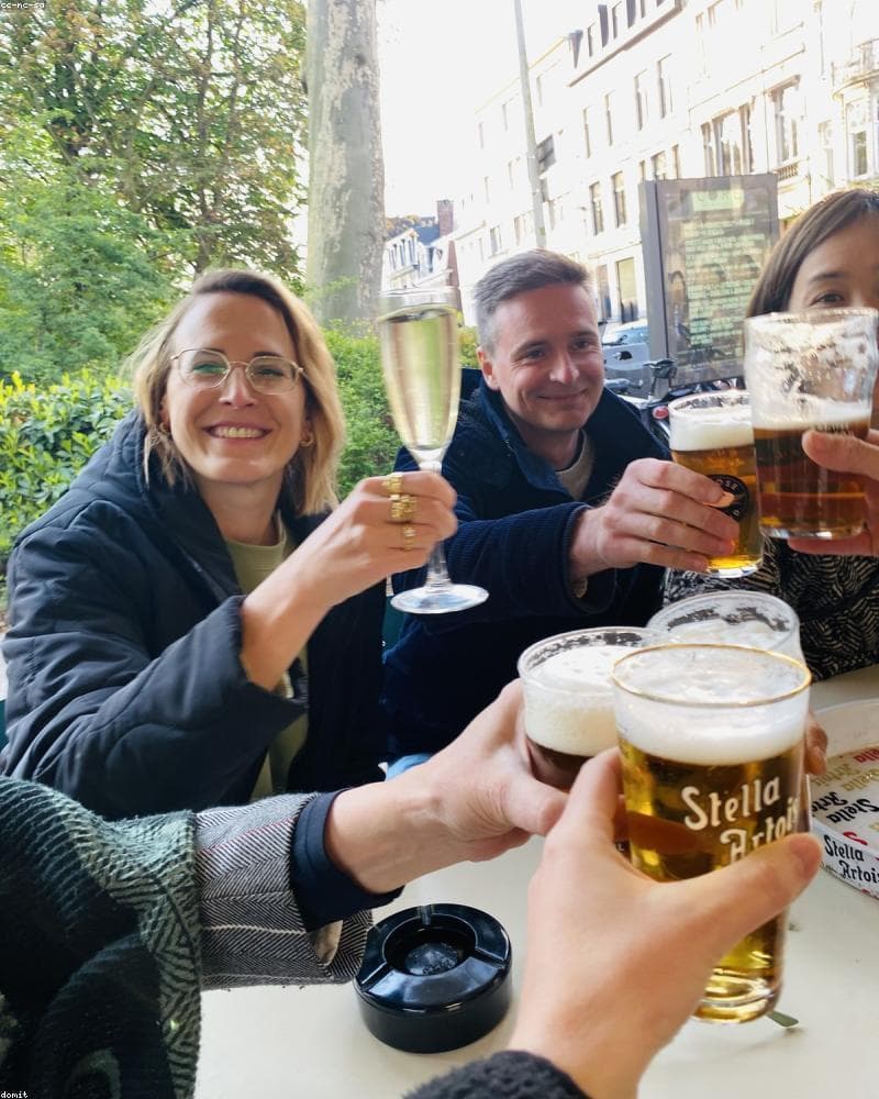 Guests raising their glasses in a toast